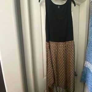 SHEIN Black and Tan Patterned Dress